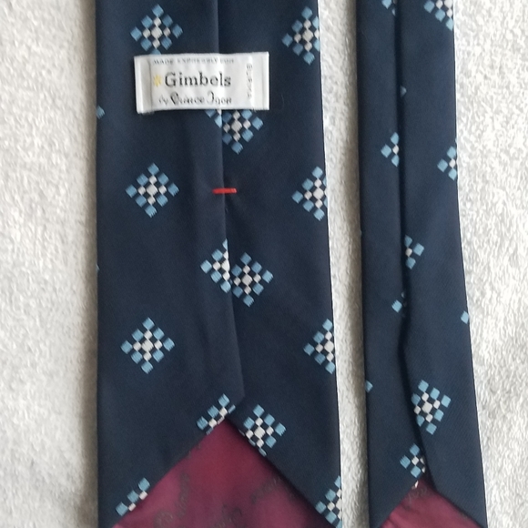 Gimbels by Prince Igor Burma Necktie / Suit Tie in Dark Blue with Squares - Picture 8 of 14